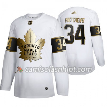 Camisola Toronto Maple Leafs Auston Matthews 34 Adidas 2019-2020 Golden Edition Branco Authentic - Homem